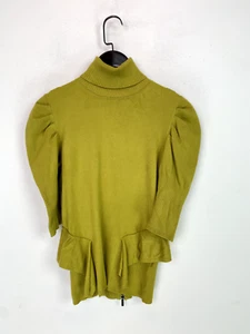 Karen Millen Mustard Peplum Trim Polo Neck Jumper Size UK 10 - Picture 1 of 10