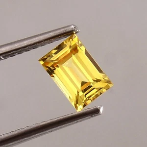 AAA Natural Flawless Yellow Sapphire Ceylon Loose Gemstone Baguette Cut 6x4 mm - Picture 1 of 6