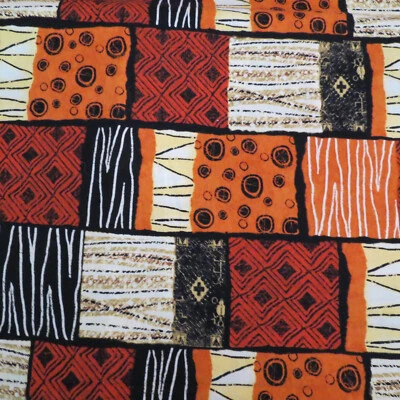32" Cotton Fabric Craft Material African Rhythyms Cheater Quilt print # 60-3 - Image 1 of 4