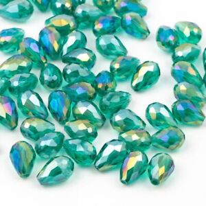 Teardrop Crystal Beads Glass Briolette Beads Jewelry Making Accessories 60/70pcs