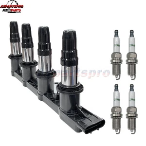 New Ignition Coil & 4x Spark Plug for 2009 2010 2011 Chevrolet Aveo Aveo5 1.6L - Picture 1 of 8