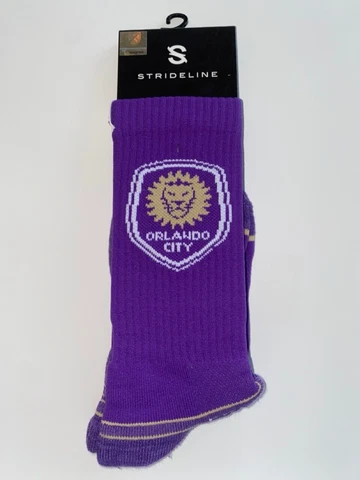 MSRP $18! MEN'S STRIDELINE MLS ORLANDO CITY SC SOCKS-ONE SIZE-NWT! NEW NEW! Cover