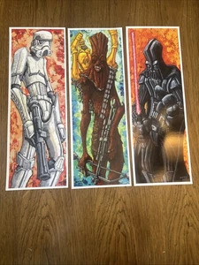 DREI Matt Maydak Star Wars Wandbilder Storm Trooper Chewbacca Darts Vader - Bild 1 von 13
