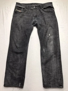 DIESEL Safado Jean Men 36x30 USA Made Gray Distressed Stretch Denim Biker - Picture 1 of 20