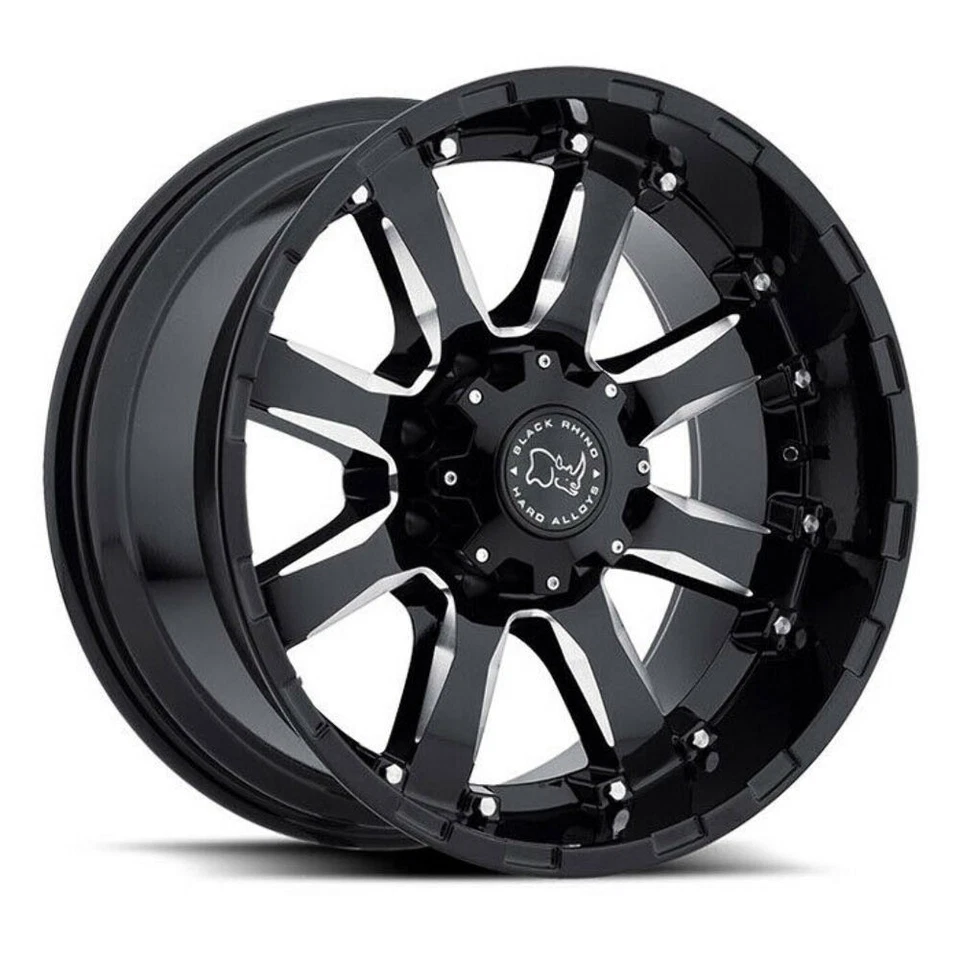 20" Black Rhino Sierra 20x9 6x5.5 Gloss Black w/ Milled Spokes Wheel 12mm Rim - Imagem 1 de 4