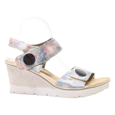 Tacones de cuña RIEKER de cuero azul para mujer Reino Unido 8 Foto 1 de 4