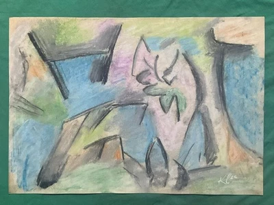 PAUL KLEE dibujo y pintura sobre papel antiguo firmado estampado vintage Foto 1 de 3