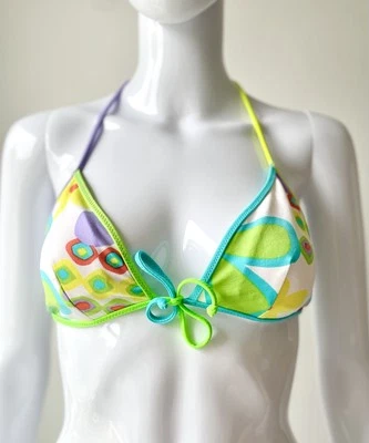 Top de bikini vintage S M traje de baño triángulo años 90 hace años 60 mod floral en muy buen estado  Foto 1 de 4