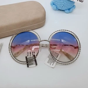 Chloé Women's Carlina Round Frame Sunglasses Gold Rainbow Lens 58mm Purple Pink - Picture 1 of 13