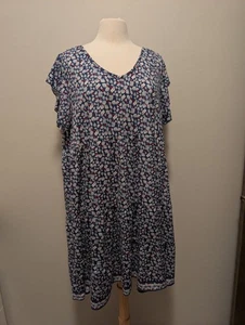 Vestido Max Studio 3X Azul Floral Manga Corta Flutter En Niveles - Imagen 1 de 4