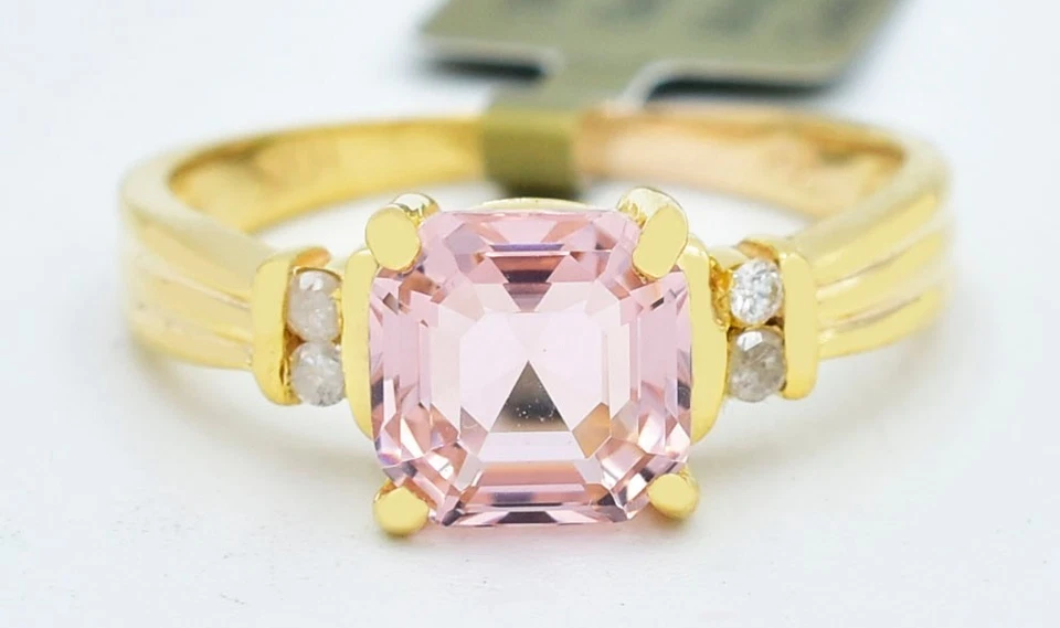 ANEL DE ORGANITA E DIAMANTE GENUÍNO 1,26 cts ouro maciço 10k - Certificado grátis - Novo com etiquetas - Imagem 1 de 4