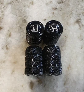 Honda All Black Metal Tire Valve Caps Universal *NEW* - Picture 1 of 3