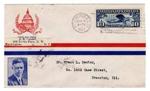 C10 Lindbergh Spirit of St Louis Airmail 1927 FDC C10-3 Rare Gorham VAR Wash DC - Picture 1 of 2