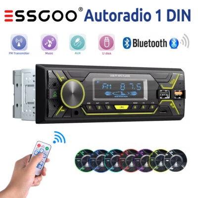 7 Farben 1 DIN MP3 Player Autoradio mit Bluetooth Freisprech USB SD TF FM Aux BT - Bild 1 von 4