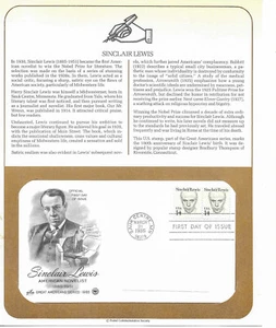 1985 Sinclair Lewis, Nobel Prize Literary Writer Sc 1856 FDC info page PCS - Picture 1 of 1