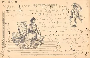 CPA STENOGRAPHIE / TRAVAILLONS / LE TRAVAIL DU STENOGRAPHE EST LA SOURCE DE SON - Imagen 1 de 1