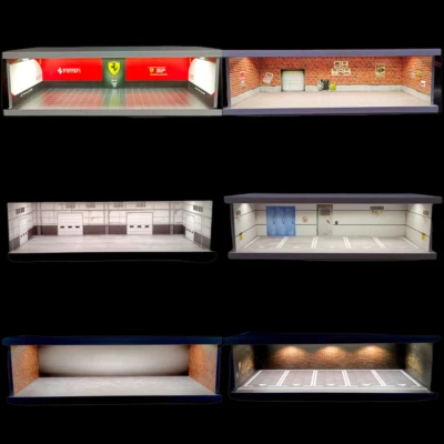 Diorama 1/43 Car Garage Model LED Lighting City Parking Lot Backdrop Scene Model - Image 1 of 4