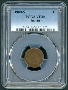 1909-S Indian Head Cent PCGS VF30 2238.30/50773778 Exquisite Coin Rare Key - Picture 1 of 2