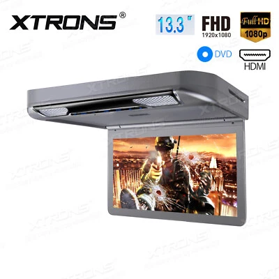 13.3" Car Roof Overhead DVD Player Mount Flip Down Monitor HDMI/USB/SD 1080P HD - Image 1 of 4