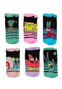 Spongebob Women's Ankle Socks Pack of 6 Pairs - Official Nickelodeon - Picture 1 of 8