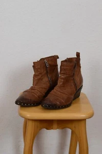 A.S.98 Airstep Leather Italian Biker Burgundy Boots Size 37 - Picture 1 of 11