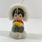 Jolly Jingles Christmas Eskimo Fishing Bell Ornament Porcelain Hand Painted FLAW
