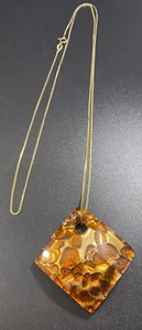 925 Italien Kette Gliederkette 30? Murano Glas orange braun großer Anhänger signiert - Bild 1 von 6
