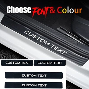 Custom Text 4 Pcs Car Door Sill Protector Sticker Personalised Car Decal - Picture 1 of 12