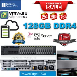 Dell PowerEdge R730 2x E5-2680v4 2.40GHz 128GB RAM H730/1G -2x300GB SAS 10K 2.5" - Picture 1 of 10