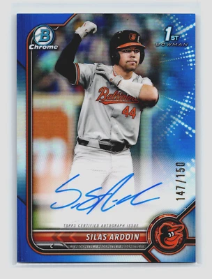 2022 Bowman Chrome Blue /150 SILAS ARDOIN Auto #CDA-SA Baltimore Orioles - Image 1 of 2