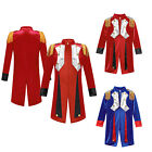 Dress Up Costume Kids Tailcoat Prince Tuxedo Color Block Jacket Long Sleeve