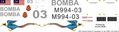 Decals 72 Mil Mi-17MD / Mi-171 Hip Malaysia Firebird M994-03 - Image 1 of 2