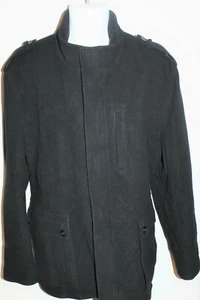 COLE HAAN Military Jacket Coat Mens XXL Black Wool Cashmere Button Pockets - Picture 1 of 8