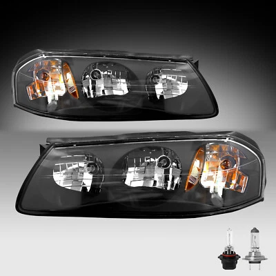 Комплект черных фар головного света для Chevy Chevrolet Impala 2000-2005 годов выпуска с лампочками 00-05 - Изображение 1 из 4