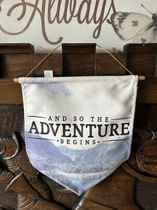 Quote Wall Hanging ‘And So The Adventure Begins’ Outdoor Mountains Trekking Sign - Picture 1 of 7