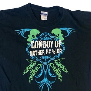 Rescue Ink Tattoo Shop New York NY Shirt “Cowboy Up” Black LARGE - Picture 1 of 3