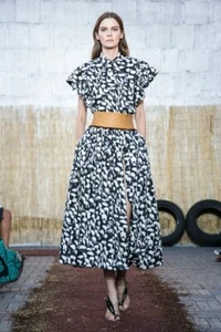 Sophie Theallet Lupita Cotton Shirt in Ebene/Bone/Slate,  size 4 (36 FR), NWT - Picture 1 of 20