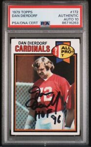 1979 Topps DAN DIERDORF Signed Football Card #172 PSA/DNA Auto 10 Cardinals