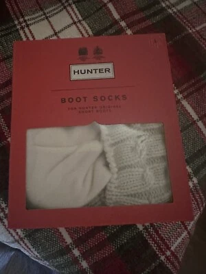 Hunter Womens Beige Fleece Wellies Leg Warmer Boot Socks L 8-10  Short Boot Sock - Image 1 of 2