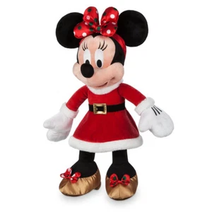 DISNEY PARKS SANTA MINNIE MOUSE HOLIDAY PLUSH 17" H GOLDEN TOUCHES SATIN BOW - Picture 1 of 2