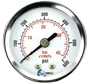 2" Pressure Gauge - Chrome Plated Steel Case, 1/4"NPT, Back Mnt. 600 PSI - Picture 1 of 3