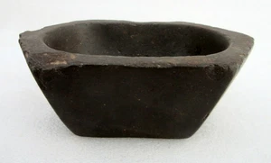 Antique Old Black Stone Jewellers Equipment Bowl Tribal Grinder Mortar Pestle - Picture 1 of 10