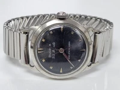 Reloj de pulsera Bulova vintage automático esfera negra para hombre ~ 23 J ~ 15-E1552 Foto 1 de 4
