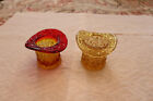 Set Of 2 Vintage Fenton Glass Top Hat Tooth Pick Holders Daisy And Button Patter
