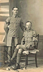 KRRC KhaKi Military Soldiers in 1921 L S Badge Real Photo Postcard - Picture 1 of 2