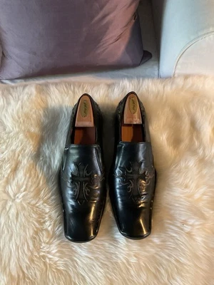 Robert Wayne LANTERN Mocasines Sin Cordones Para Hombres Talla 9 Zapatos Negros con Cruz de LONA Foto 1 de 4