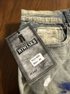 WJWLSKB Herren Jeans mit Spritzlack Fit Stretch Cargo Denim Jeans - 40 X 31 - Bild 1 von 14