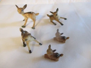 Blue Eye Spotted Hard Plastic Deer Miniatures Set of 5 - Picture 1 of 2