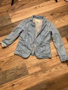 Anthropologie Pilcro & The Letterpress Newsy Chambray One Button Blazer Sz S - Picture 1 of 8