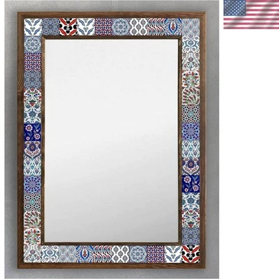 Unique Iznik Mosaic Wall Mirror - Artistic Touch for Entryway or Living Room - Image 1 of 4